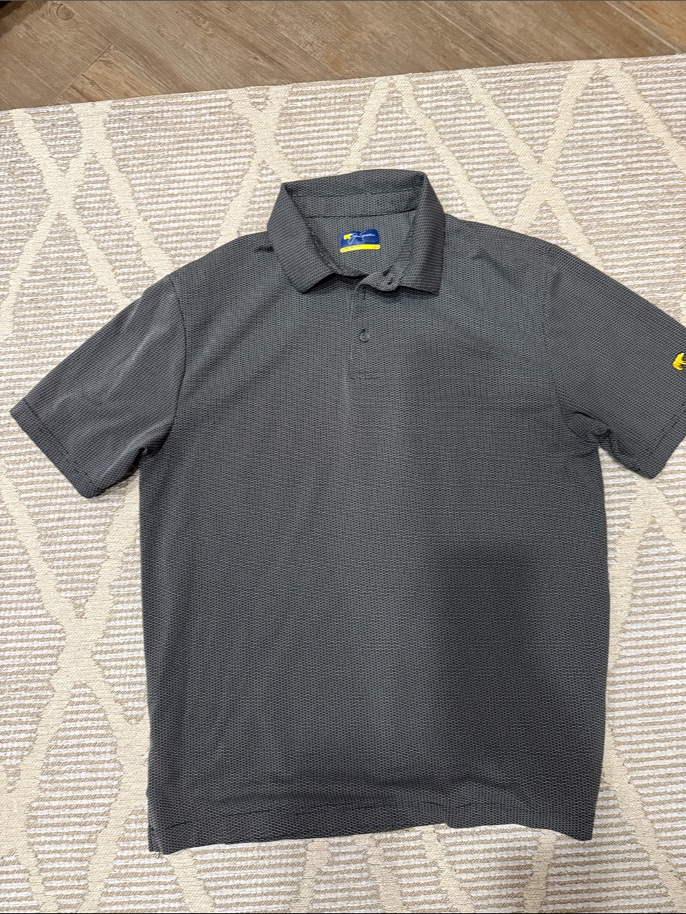 Men's Textured Charcoal Polo Shirt by Unknown Brand